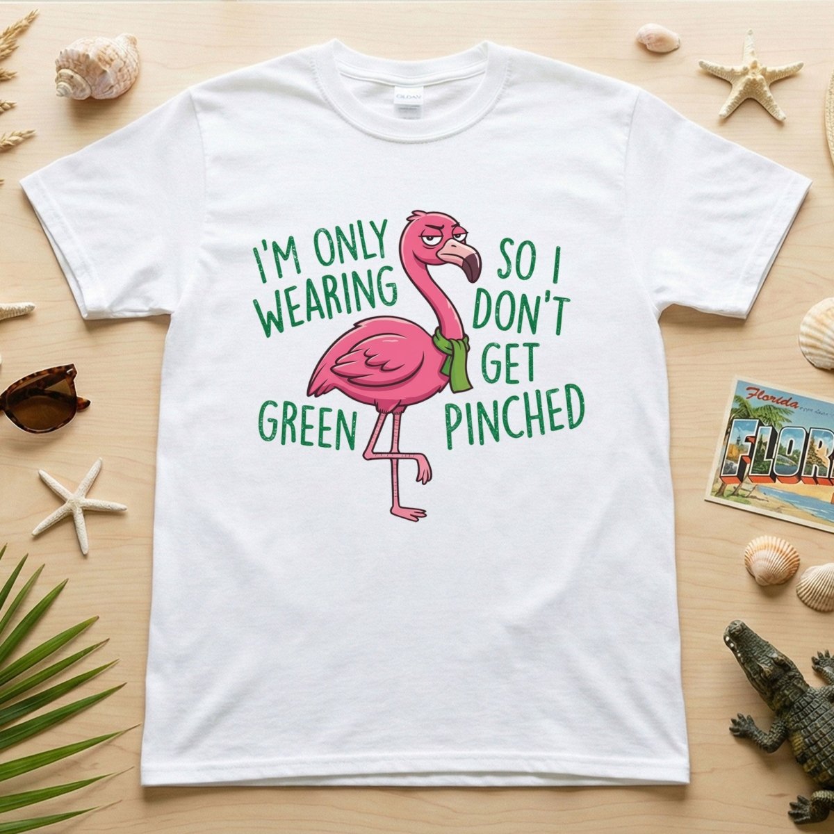 Sarcastic Flamingo St. Patrick's Day T-Shirt - 'I'm Only Wearing Green' Funny Tee - FlamingoAholic