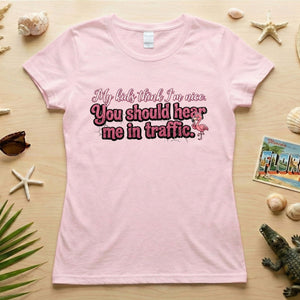 Sarcastic Flamingo Traffic Humor T-Shirt - "My Kids Think I'm Nice" Funny Mom Life Driving Gift - FlamingoAholic