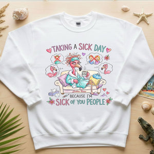 Sarcastic Grumpy Flamingo 'Sick of You People' T-Shirt - Personalized Funny Burnout Humor Tee - FlamingoAholic