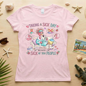 Sarcastic Grumpy Flamingo 'Sick of You People' T-Shirt - Personalized Funny Burnout Humor Tee - FlamingoAholic