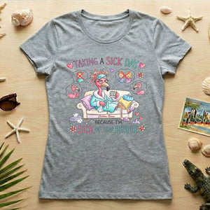 Sarcastic Grumpy Flamingo 'Sick of You People' T-Shirt - Personalized Funny Burnout Humor Tee - FlamingoAholic