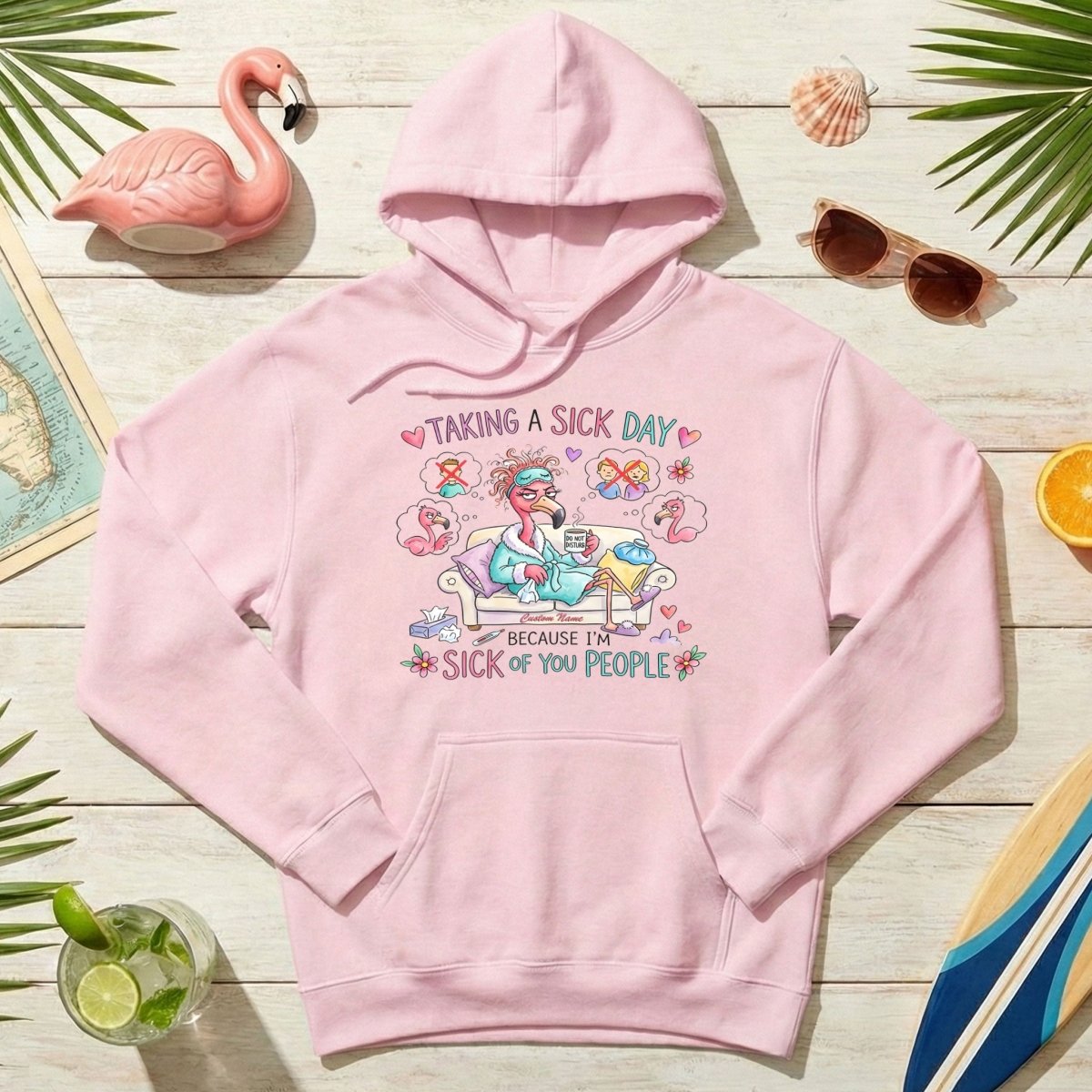 Sarcastic Grumpy Flamingo 'Sick of You People' T-Shirt - Personalized Funny Burnout Humor Tee - FlamingoAholic