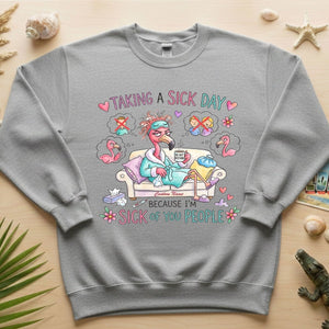 Sarcastic Grumpy Flamingo 'Sick of You People' T-Shirt - Personalized Funny Burnout Humor Tee - FlamingoAholic