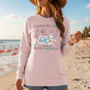 Sarcastic Grumpy Flamingo 'Sick of You People' T-Shirt - Personalized Funny Burnout Humor Tee - FlamingoAholic
