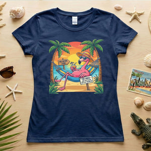 Sarcastic Retired Flamingo T-Shirt Gift - No Work Zone, Not My Problem Humor - FlamingoAholic
