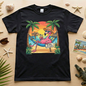 Sarcastic Retired Flamingo T-Shirt Gift - No Work Zone, Not My Problem Humor - FlamingoAholic