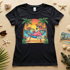 Sarcastic Retired Flamingo T-Shirt Gift - No Work Zone, Not My Problem Humor - FlamingoAholic