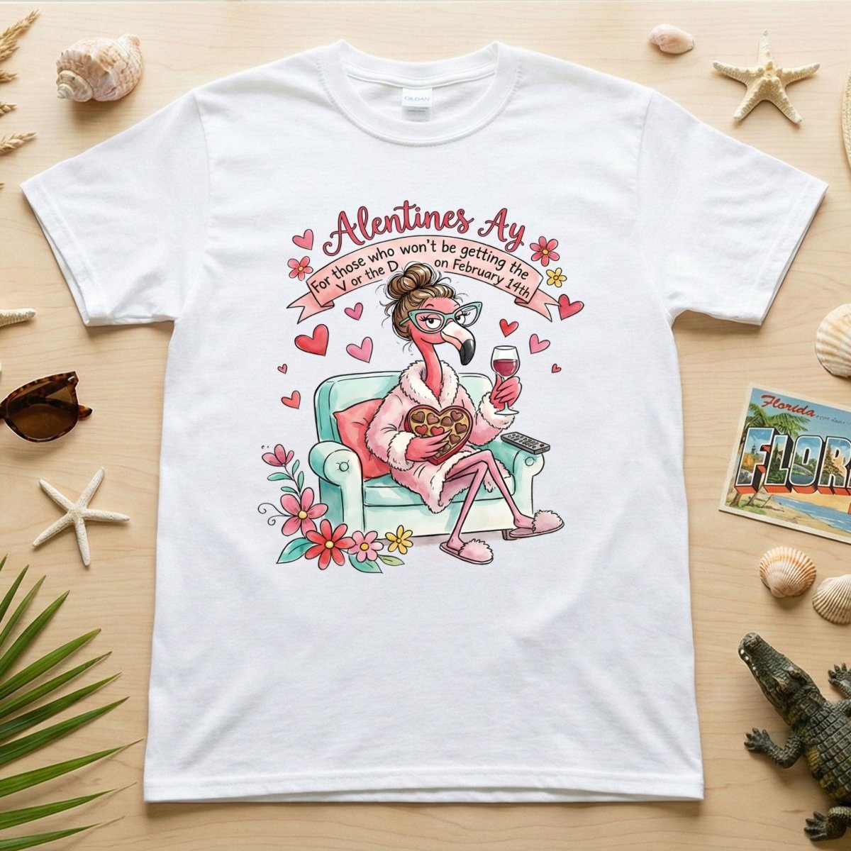 Sarcastic Single & Fabulous Flamingo Shirt - Funny Anti - Valentine's Day Gift for Her - FlamingoAholic