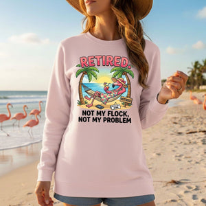 Sarcastic Tropical Retired Flamingo T-Shirt - Not My Flock, Not My Problem Gift - FlamingoAholic