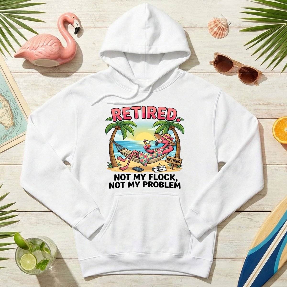Sarcastic Tropical Retired Flamingo T-Shirt - Not My Flock, Not My Problem Gift - FlamingoAholic