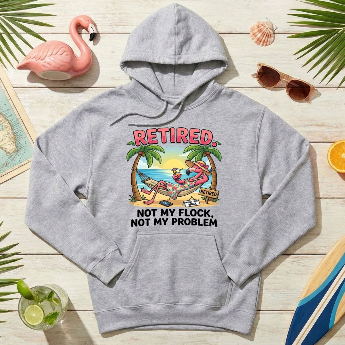 Sarcastic Tropical Retired Flamingo T-Shirt - Not My Flock, Not My Problem Gift - FlamingoAholic