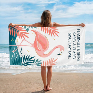 "Sassy & Classy" Flamingo Beach Towel - Premium Tropical Summer Vacation Accessory - FlamingoAholic