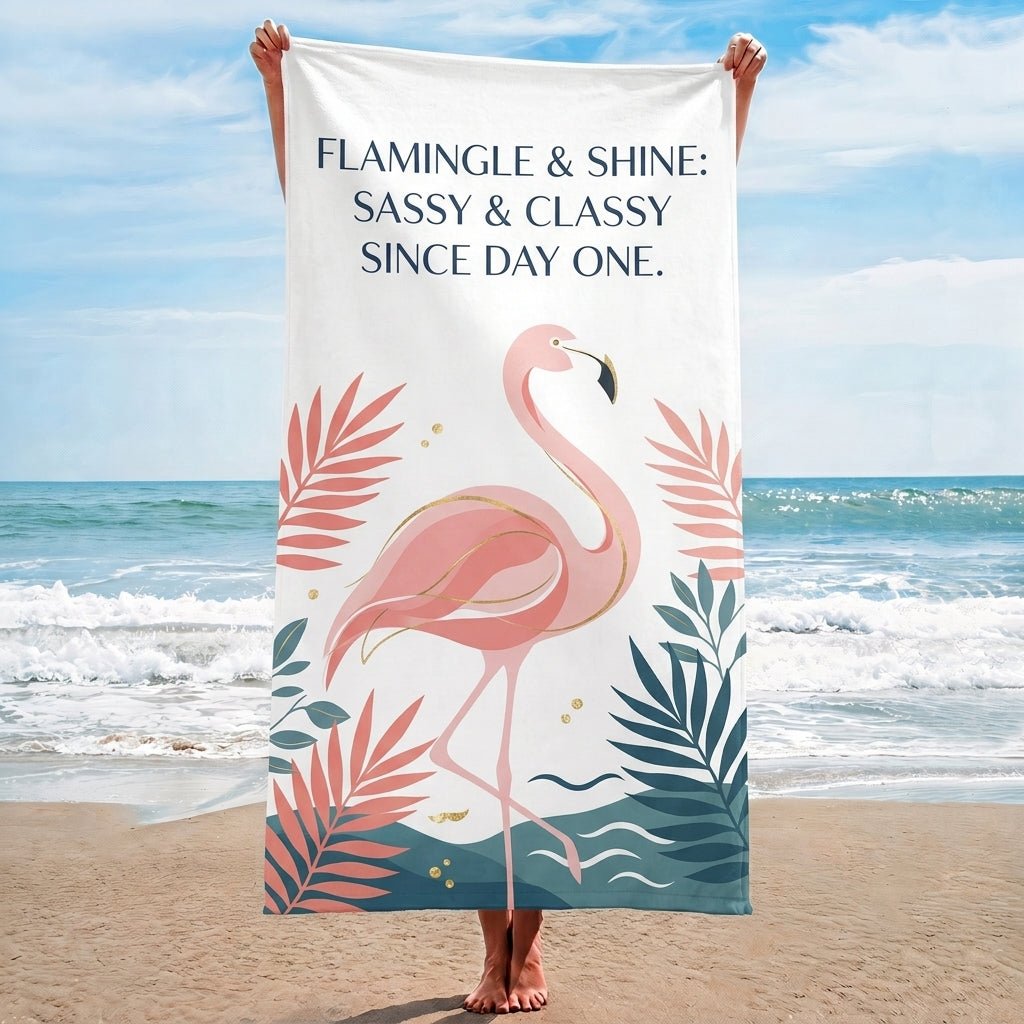 "Sassy & Classy" Flamingo Beach Towel - Premium Tropical Summer Vacation Accessory - FlamingoAholic