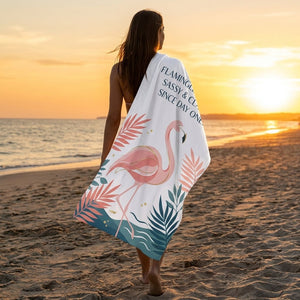 "Sassy & Classy" Flamingo Beach Towel - Premium Tropical Summer Vacation Accessory - FlamingoAholic