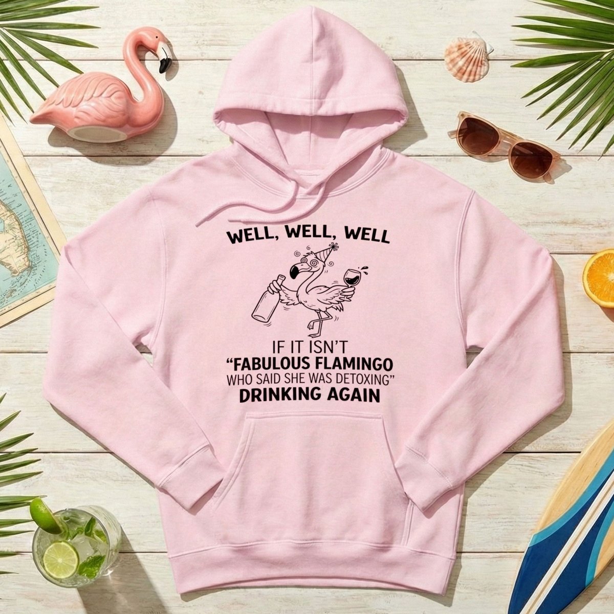 Sassy "Fabulous Flamingo" Drinking Again T-Shirt - Funny Wine Humor Tee for Women - FlamingoAholic
