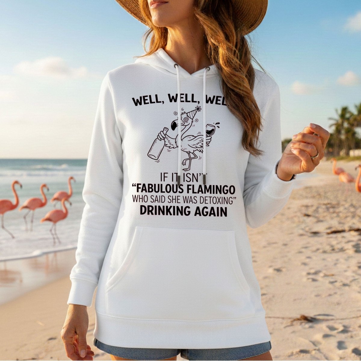 Sassy "Fabulous Flamingo" Drinking Again T-Shirt - Funny Wine Humor Tee for Women - FlamingoAholic