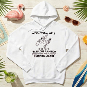 Sassy "Fabulous Flamingo" Drinking Again T-Shirt - Funny Wine Humor Tee for Women - FlamingoAholic