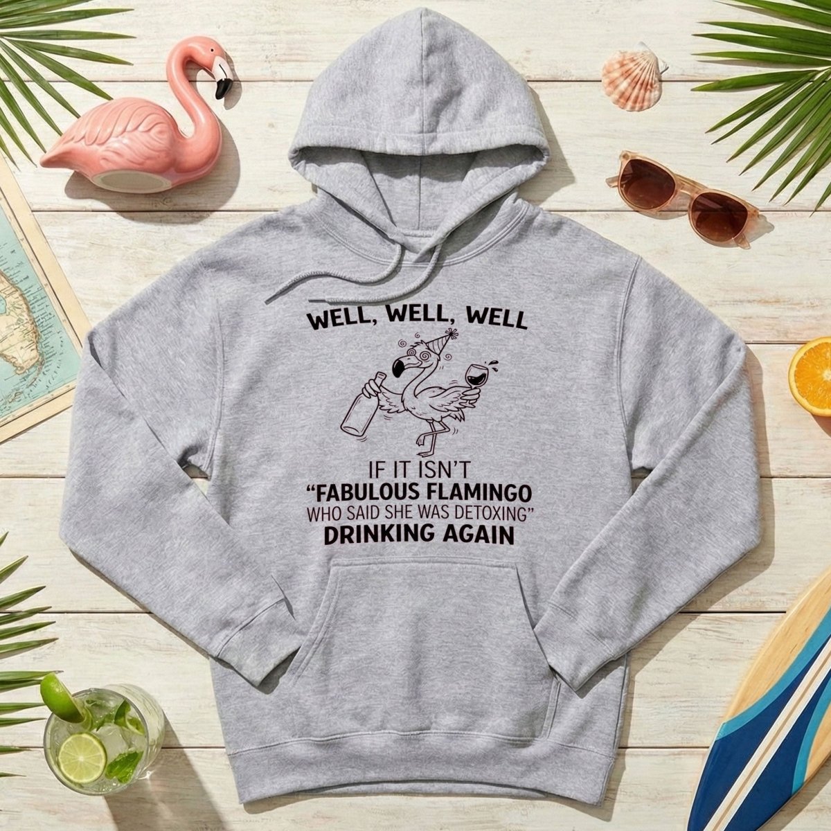 Sassy "Fabulous Flamingo" Drinking Again T-Shirt - Funny Wine Humor Tee for Women - FlamingoAholic