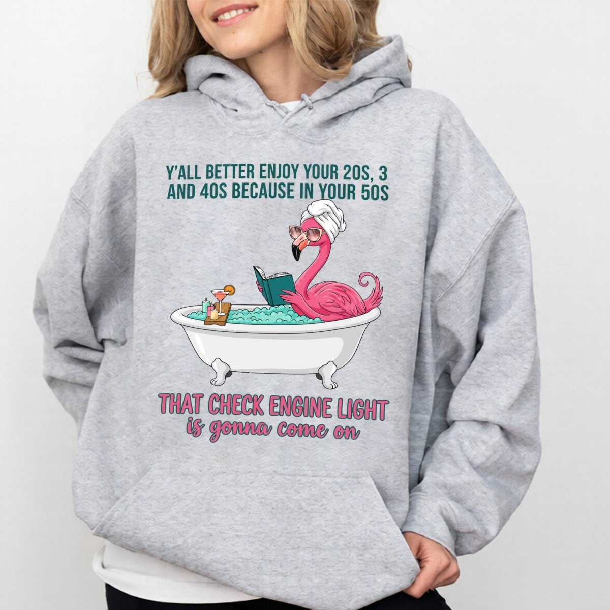 Sassy Flamingo Check Engine Light Shirt - Funny 50th Birthday Gift for Women Over 40 - FlamingoAholic