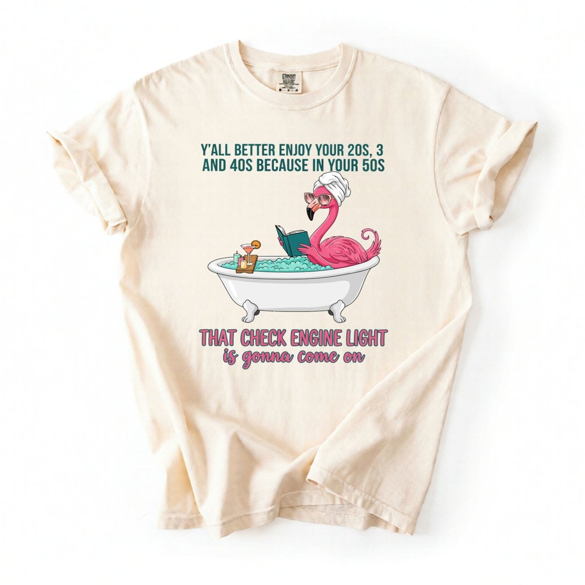 Sassy Flamingo Check Engine Light Shirt - Funny 50th Birthday Gift for Women Over 40 - FlamingoAholic