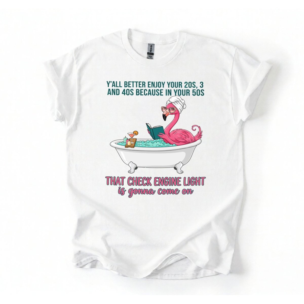 Sassy Flamingo Check Engine Light Shirt - Funny 50th Birthday Gift for Women Over 40 - FlamingoAholic