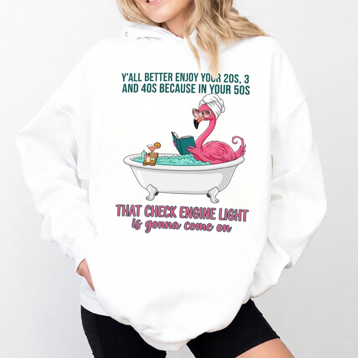 Sassy Flamingo Check Engine Light Shirt - Funny 50th Birthday Gift for Women Over 40 - FlamingoAholic