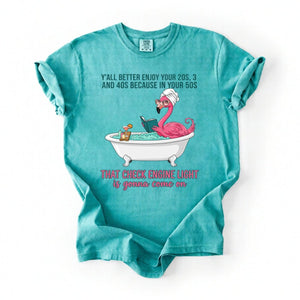 Sassy Flamingo Check Engine Light Shirt - Funny 50th Birthday Gift for Women Over 40 - FlamingoAholic