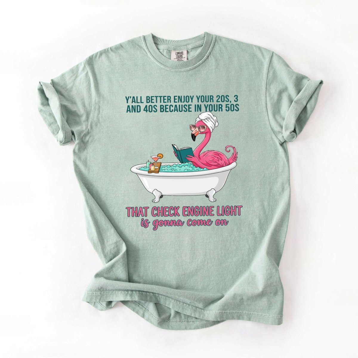 Sassy Flamingo Check Engine Light Shirt - Funny 50th Birthday Gift for Women Over 40 - FlamingoAholic