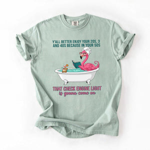 Sassy Flamingo Check Engine Light Shirt - Funny 50th Birthday Gift for Women Over 40 - FlamingoAholic