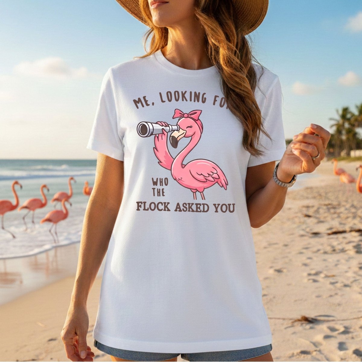 Sassy Flamingo Graphic Tee for Women - "Who The Flock Asked You" Funny Shirt - FlamingoAholic