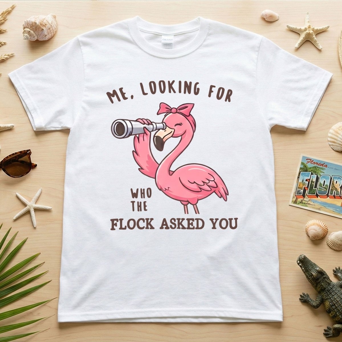 Sassy Flamingo Graphic Tee for Women - "Who The Flock Asked You" Funny Shirt - FlamingoAholic
