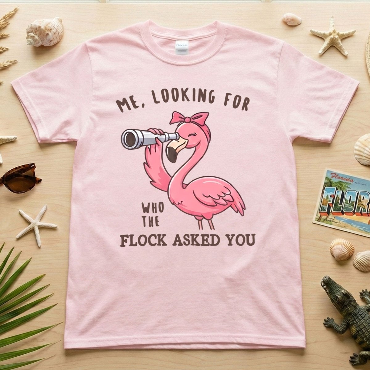 Sassy Flamingo Graphic Tee for Women - "Who The Flock Asked You" Funny Shirt - FlamingoAholic