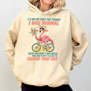 Sassy Flamingo I Was Not Normal Graphic T-Shirt - Funny Quote Tee for Women - FlamingoAholic