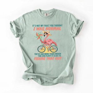 Sassy Flamingo I Was Not Normal Graphic T-Shirt - Funny Quote Tee for Women - FlamingoAholic