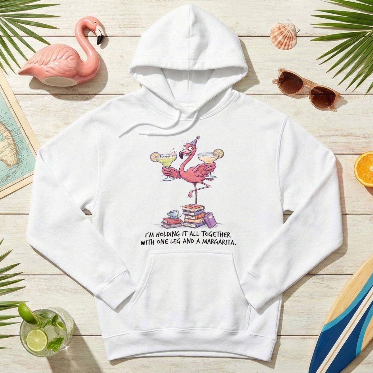 Sassy Flamingo Margarita Graphic T-Shirt - Holding It All Together Humor Tee - FlamingoAholic