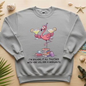 Sassy Flamingo Margarita Graphic T-Shirt - Holding It All Together Humor Tee - FlamingoAholic