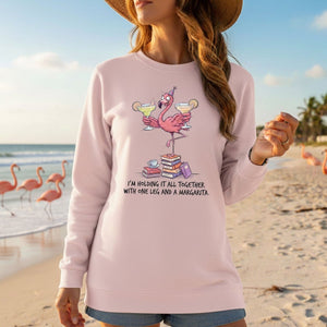 Sassy Flamingo Margarita Graphic T-Shirt - Holding It All Together Humor Tee - FlamingoAholic