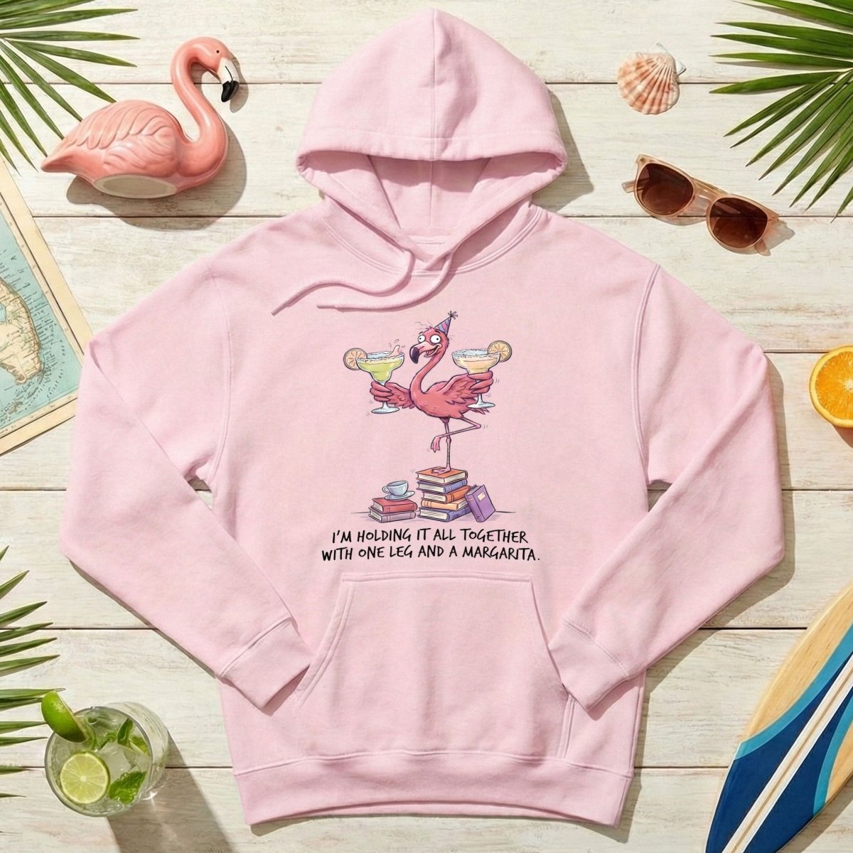 Sassy Flamingo Margarita Graphic T-Shirt - Holding It All Together Humor Tee - FlamingoAholic