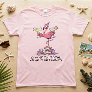 Sassy Flamingo Margarita Graphic T-Shirt - Holding It All Together Humor Tee - FlamingoAholic