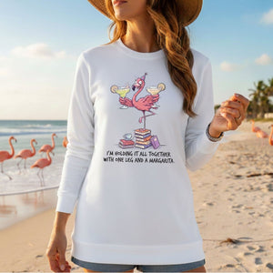 Sassy Flamingo Margarita Graphic T-Shirt - Holding It All Together Humor Tee - FlamingoAholic
