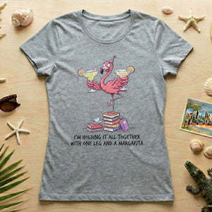 Sassy Flamingo Margarita Graphic T-Shirt - Holding It All Together Humor Tee - FlamingoAholic