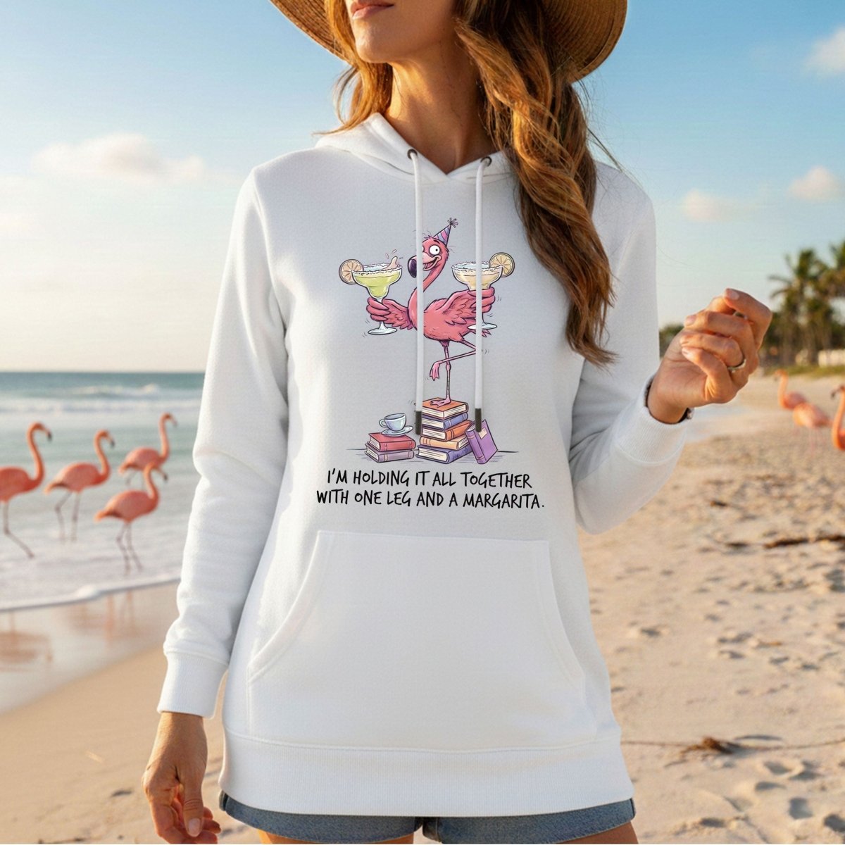 Sassy Flamingo Margarita Graphic T-Shirt - Holding It All Together Humor Tee - FlamingoAholic