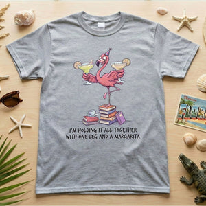 Sassy Flamingo Margarita Graphic T-Shirt - Holding It All Together Humor Tee - FlamingoAholic