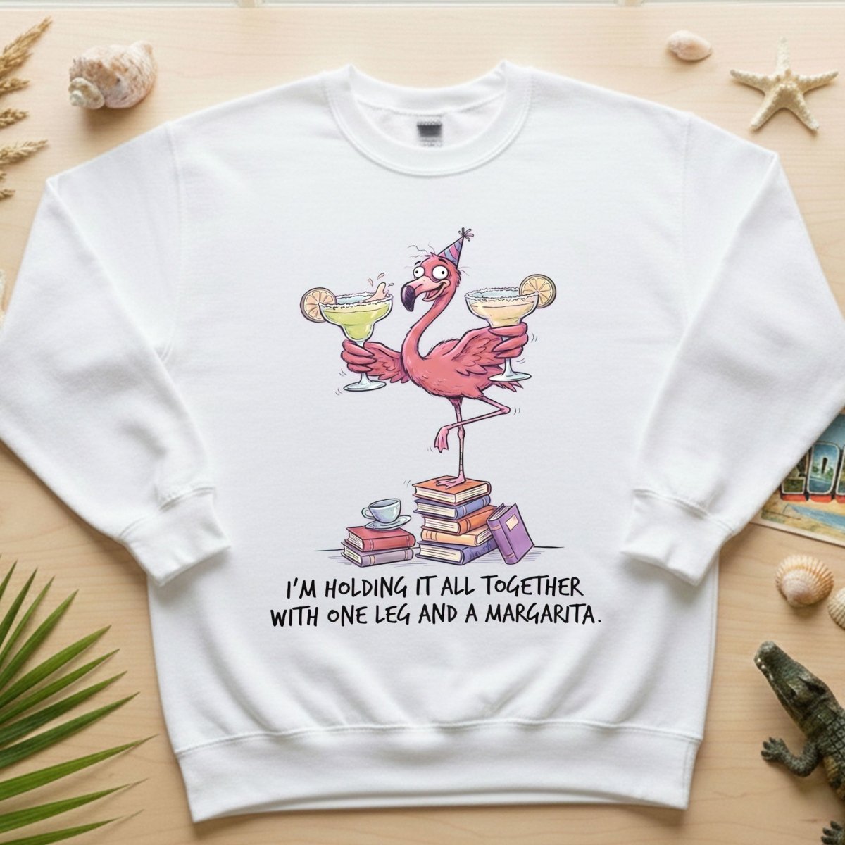 Sassy Flamingo Margarita Graphic T-Shirt - Holding It All Together Humor Tee - FlamingoAholic
