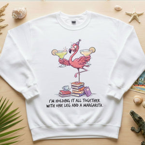Sassy Flamingo Margarita Graphic T-Shirt - Holding It All Together Humor Tee - FlamingoAholic