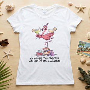 Sassy Flamingo Margarita Graphic T-Shirt - Holding It All Together Humor Tee - FlamingoAholic
