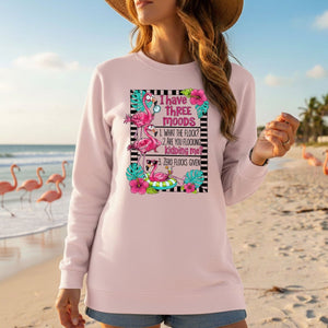 Sassy Flamingo Mood Graphic T-Shirt for Women - Zero Flocks Given Humor Tee - FlamingoAholic