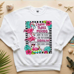 Sassy Flamingo Mood Graphic T-Shirt for Women - Zero Flocks Given Humor Tee - FlamingoAholic