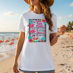 Sassy Flamingo Mood Graphic T-Shirt for Women - Zero Flocks Given Humor Tee - FlamingoAholic