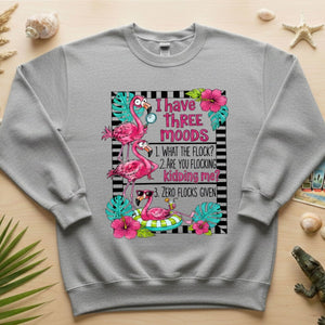 Sassy Flamingo Mood Graphic T-Shirt for Women - Zero Flocks Given Humor Tee - FlamingoAholic